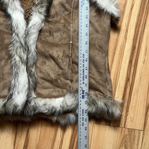 SCULLY Western Wear Boho Vegan Faux Fur Lined Vest Glam Size Medium - Picture 3 of 5
